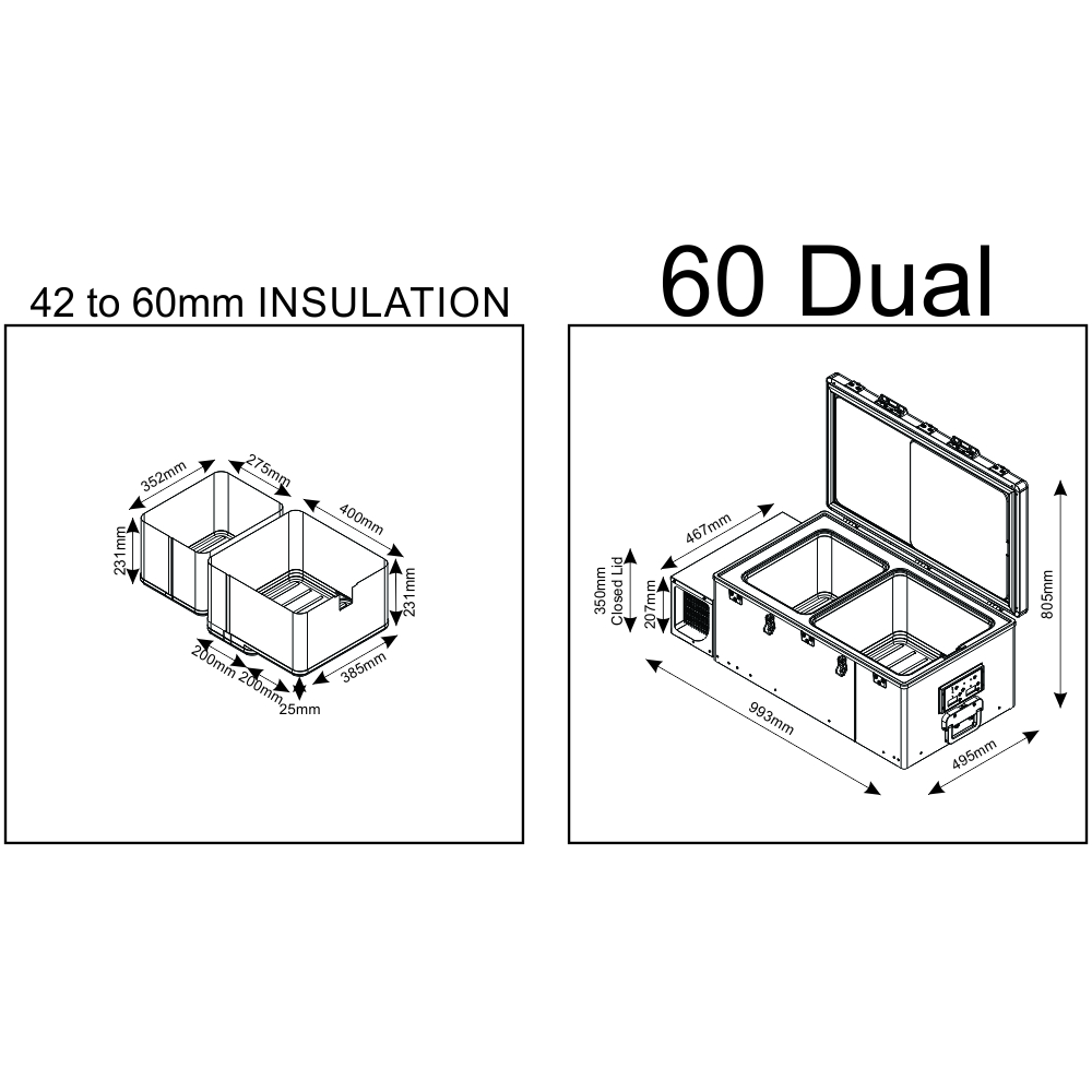 60L Dual-Zone Drawer Refrigerator & Freezer - Image 8