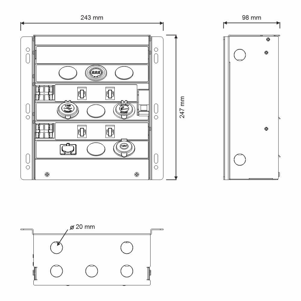 12V Auxiliary Battery Box Metal Housing Only - Image 4